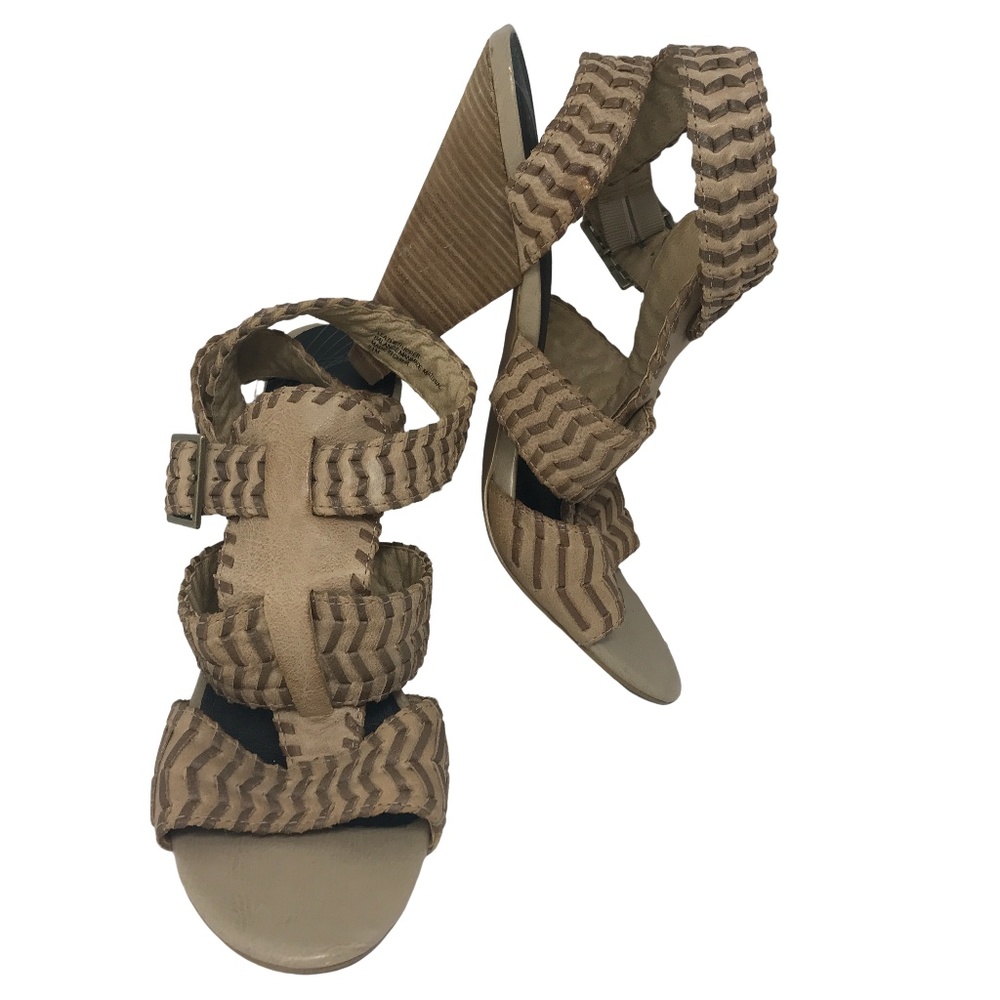 Trouve Tan Leather Strappy Heels  Sz 9.5